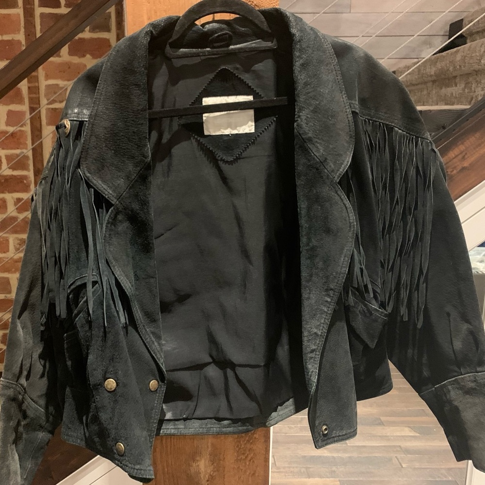 Vintage Suede Leather Fringe Jacket